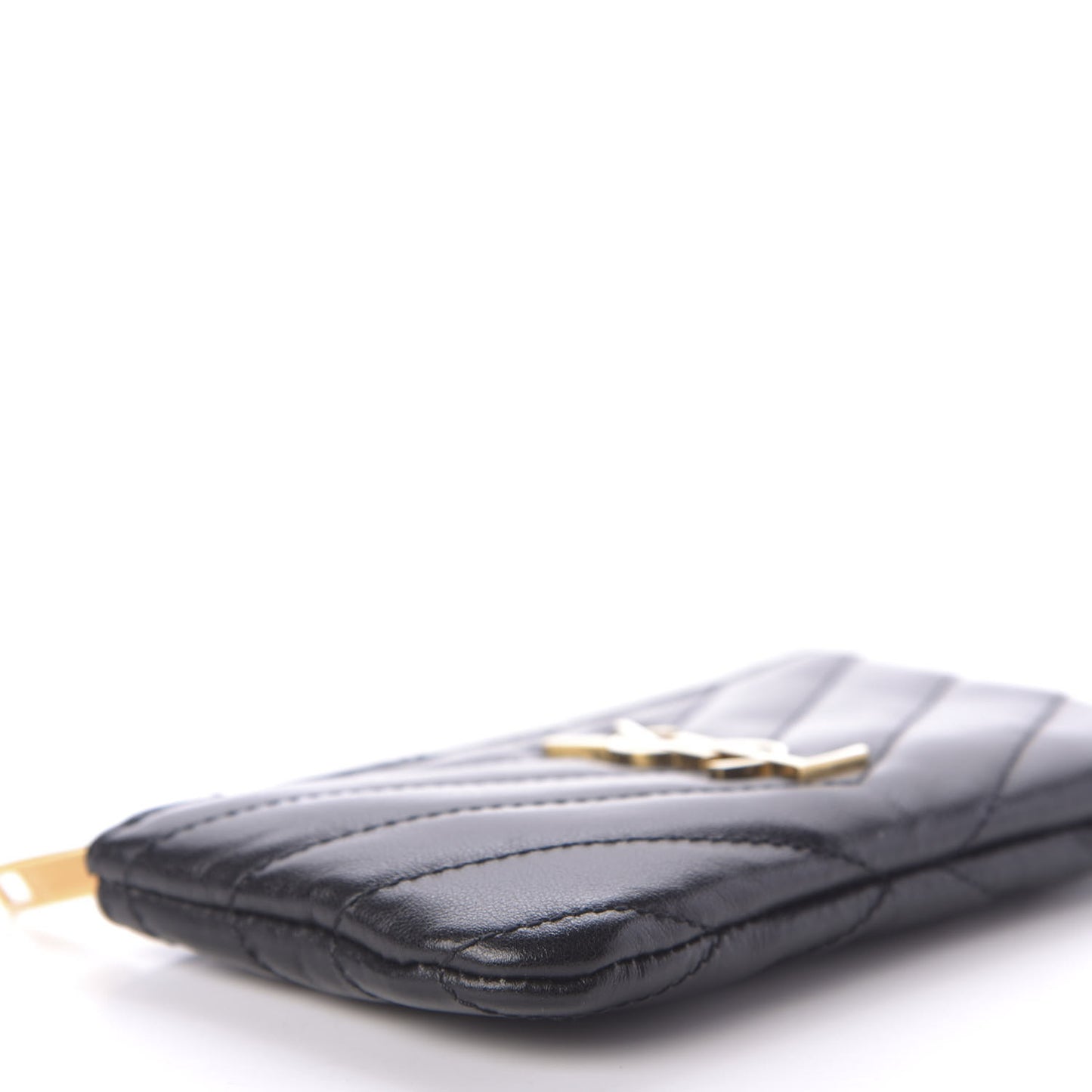 Calfskin Matelasse Monogram Key Pouch Black