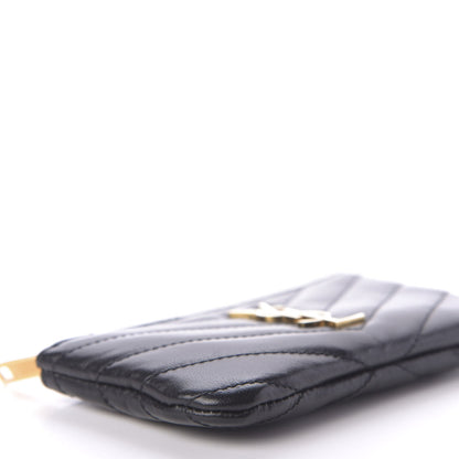 Saint Laurent Calfskin Matelasse Monogram Key Pouch Black 6 of 11