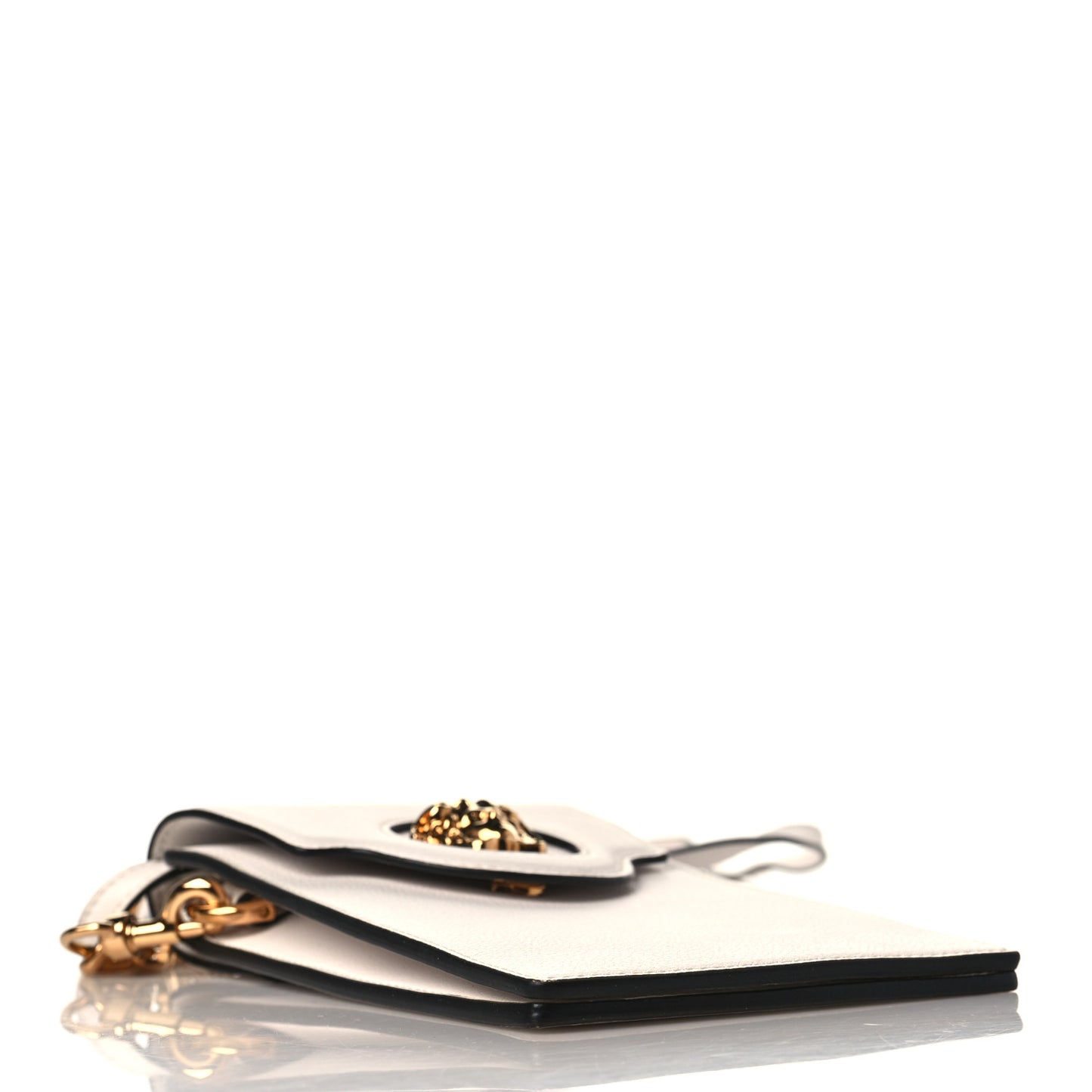 Calfskin La Medusa Chain Crossbody Phone Pouch White