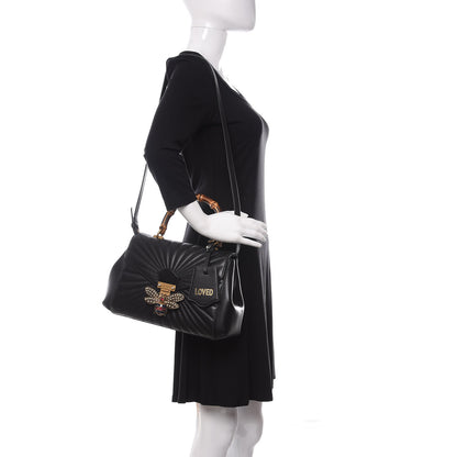 Gucci Calfskin Bamboo Trapuntata Queen Margaret Top Handle Bag Black 2 of 13