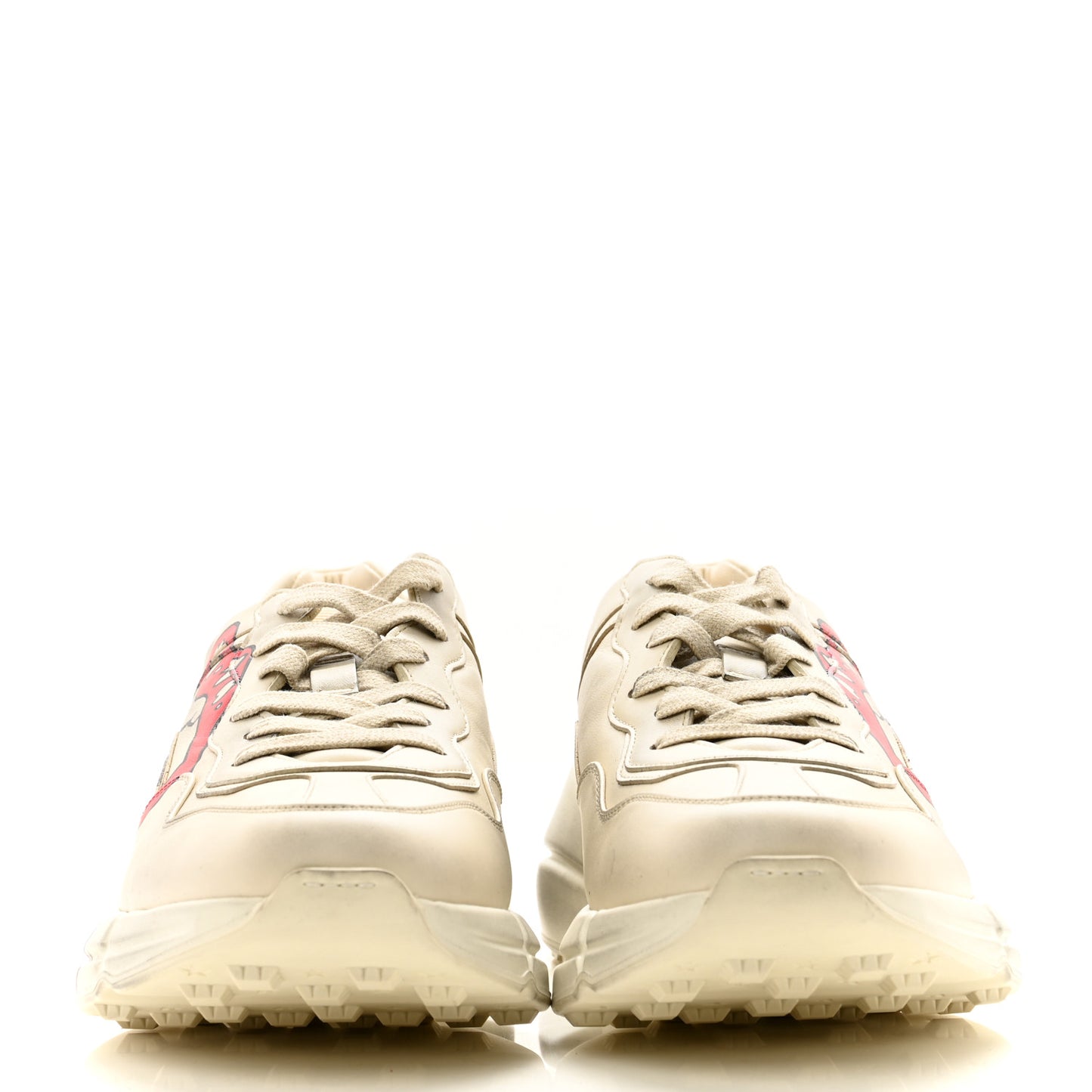Calfskin Mouth Print Womens Rhyton Sneakers 40 Ivory