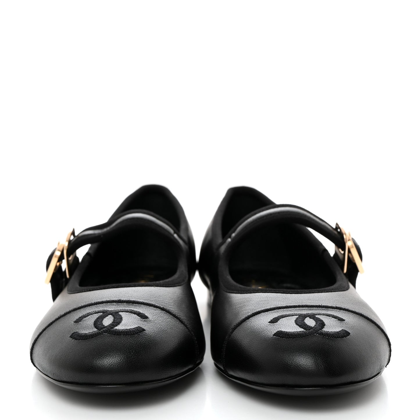 Lambskin Mary Jane Flats 37 Black