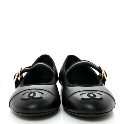 Chanel Lambskin Mary Jane Flats 37 Black 2 of 8