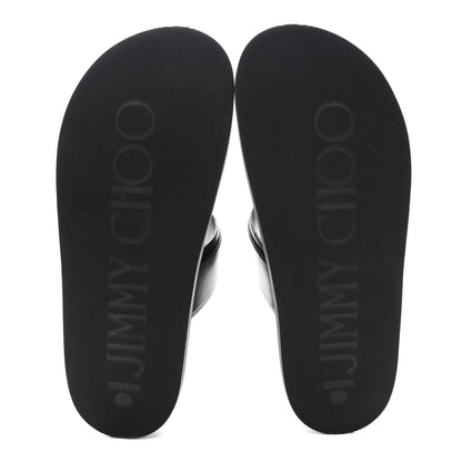 Jimmy Choo Calfskin Crystal Embellished Marga Slide Sandals 37 Black 5 of 8