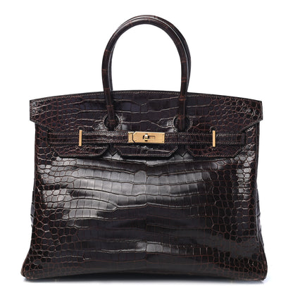 Hermes Shiny Porosus Crocodile Birkin 35 Cocoan 1 of 31
