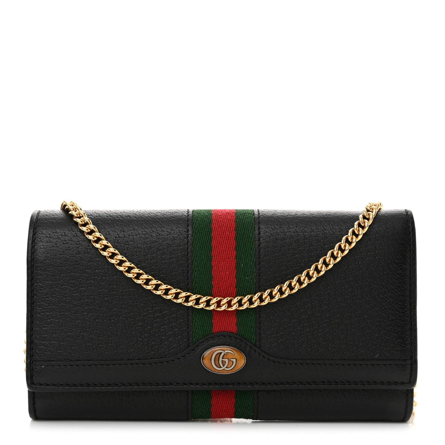 Gucci Dollar Calfskin Web Ophidia Wallet On Chain Black 1 of 14