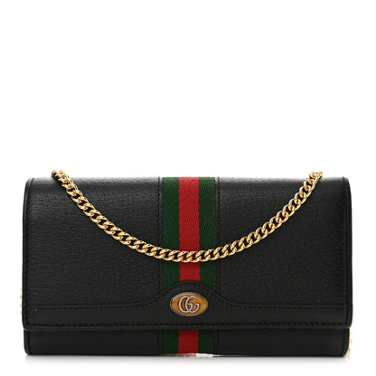 Gucci Dollar Calfskin Web Ophidia Wallet On Chain Black 1 of 14