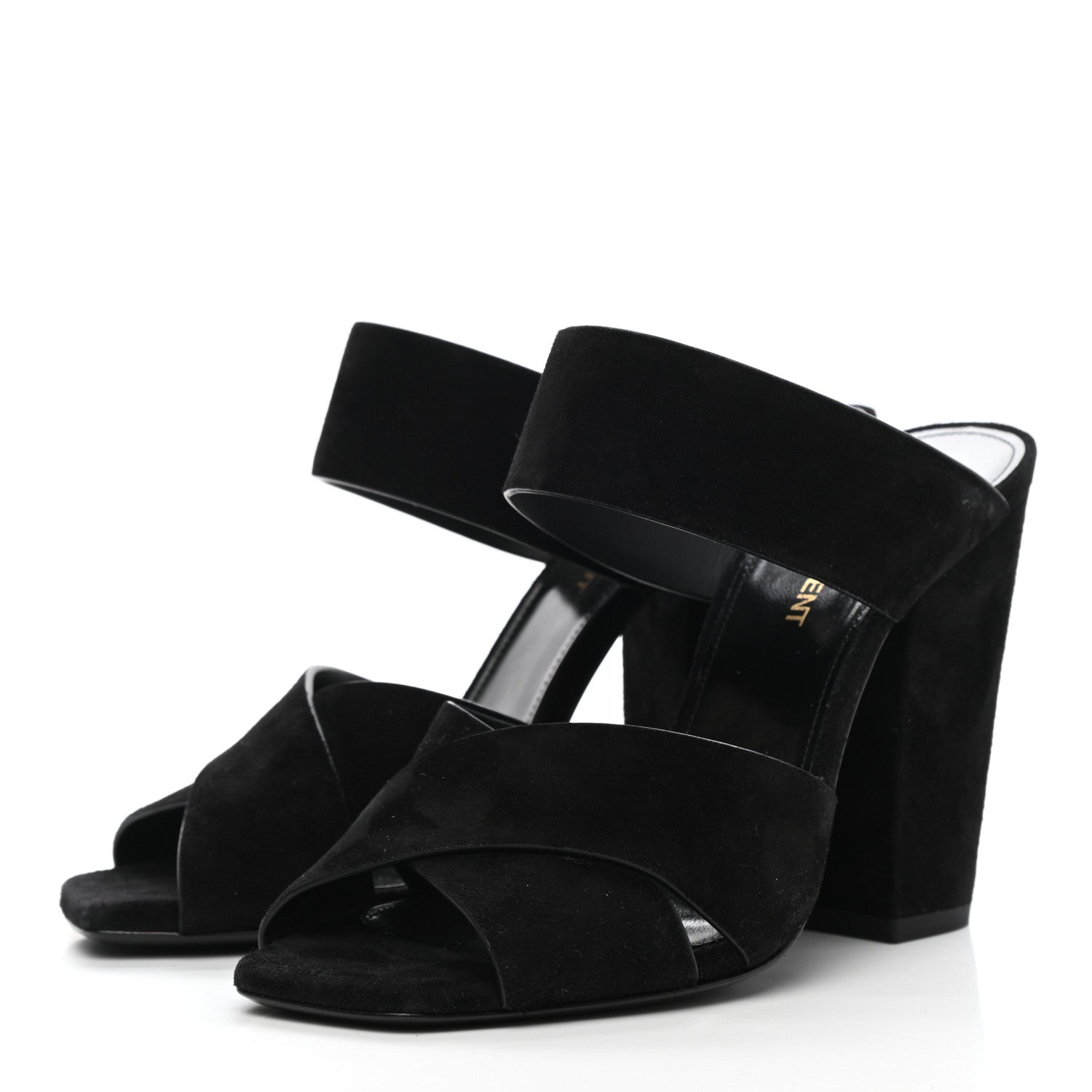 Saint Laurent Suede Oak Mule Sandals 37 Black 3 of 9