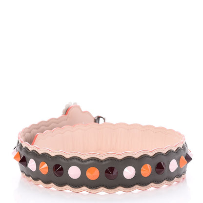 Fendi Vitello Dolce Nappa Hypnoteyes Bi-Color Scalloped Spike Studded Strap You Carbone Plaster White Multicolor 2 of 6