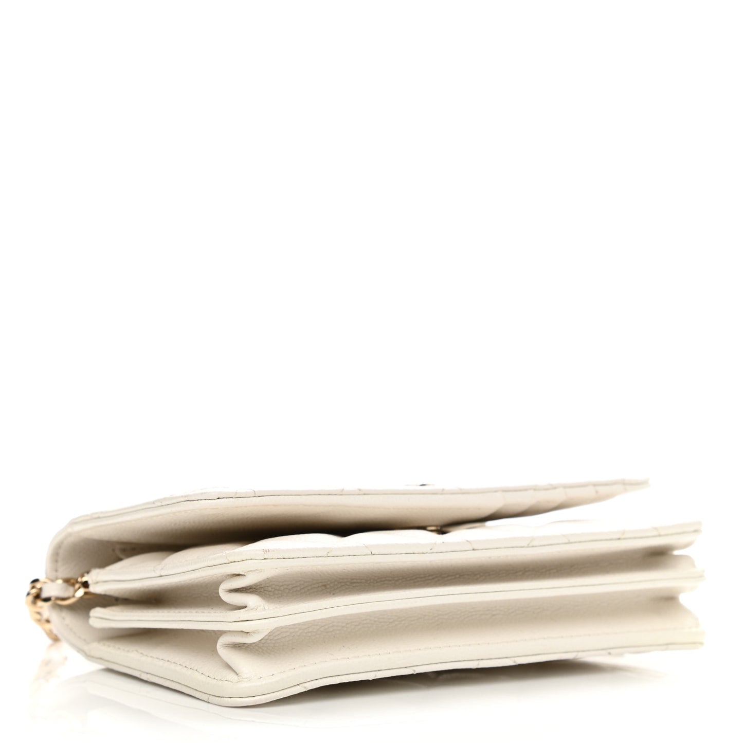 Caviar Quilted Mini Wallet On Chain WOC White