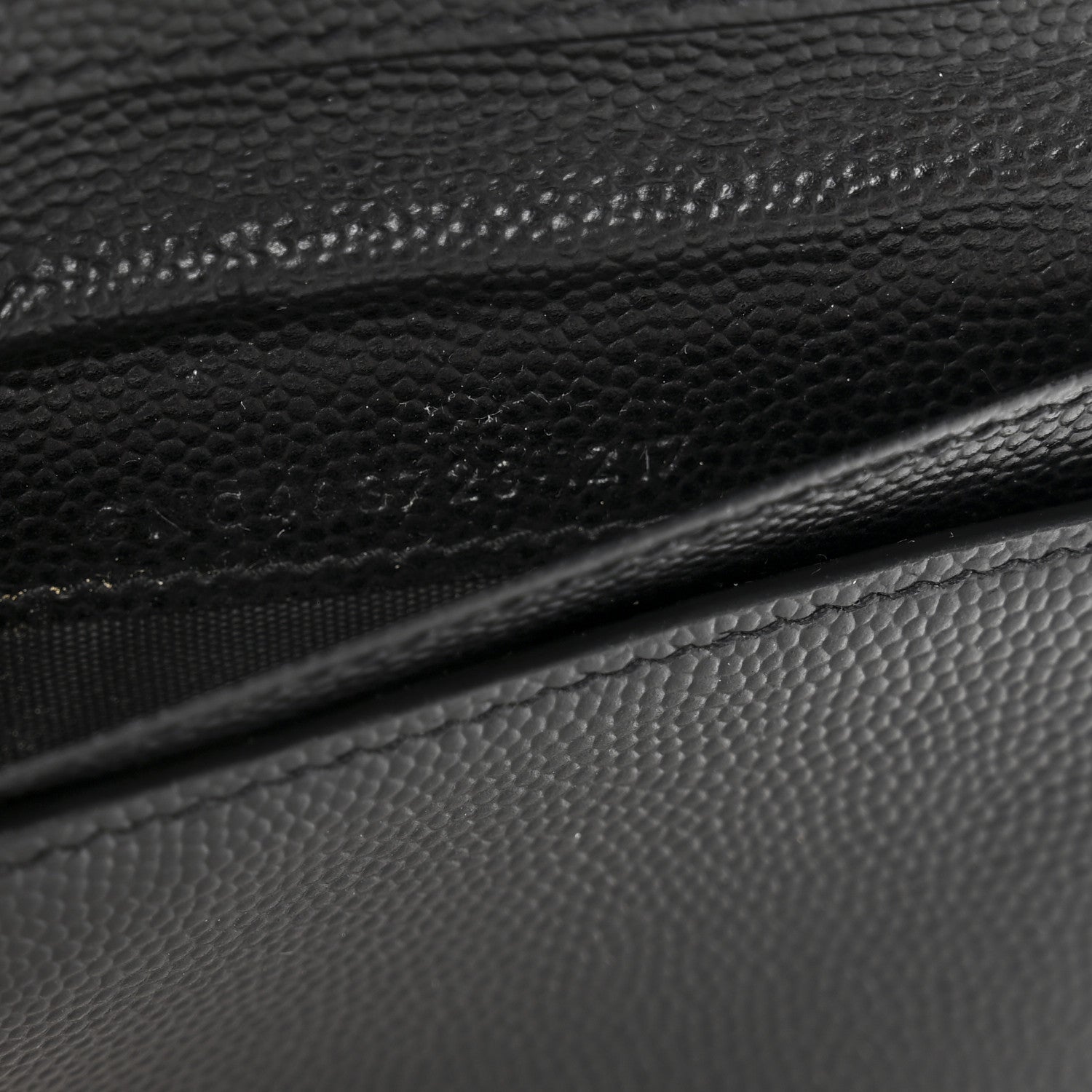 Saint Laurent Grain De Poudre Matelasse Chevron Monogram Compact Zip Around Wallet Black 7 of 11