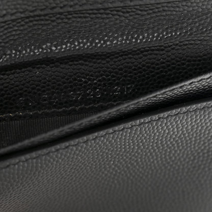 Saint Laurent Grain De Poudre Matelasse Chevron Monogram Compact Zip Around Wallet Black 7 of 11