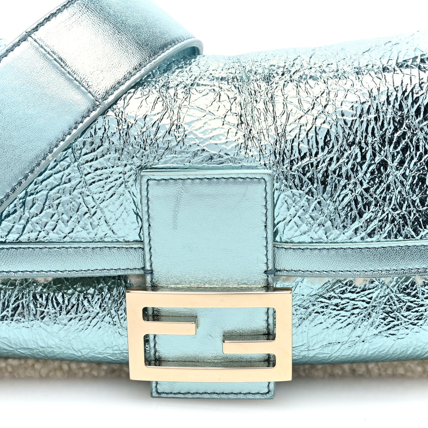Metallic Lambskin Sheepskin Fur Re-Edition 2005-2006 Baguette Light Blue