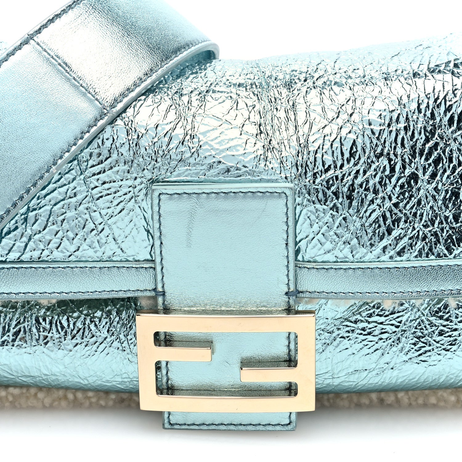 Fendi Metallic Lambskin Sheepskin Fur Re-Edition 2005-2006 Baguette Light Blue 8 of 10