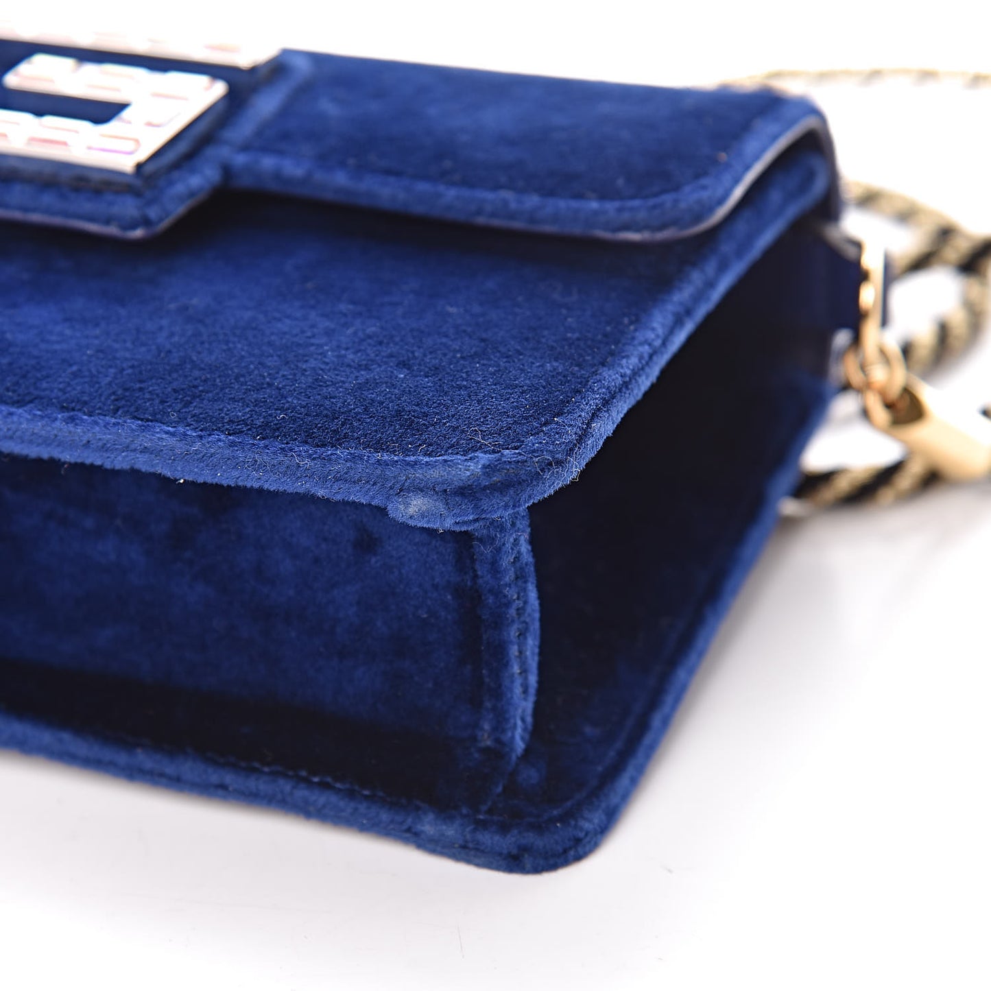 Velvet Crystal Square G Shoulder Bag Cobalt Blue