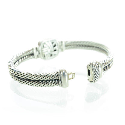 David Yurman Sterling Silver Diamond Prasiolite 10mm Albion Cable Bracelet 4 of 6
