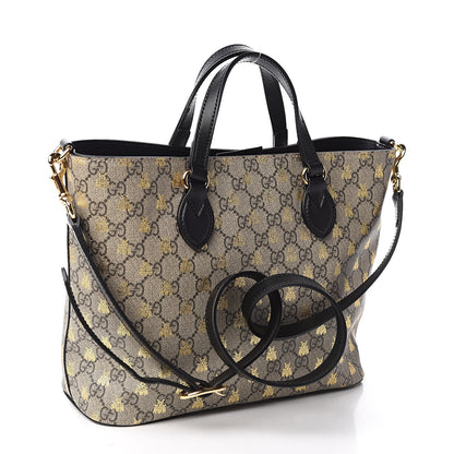 Gucci Soft GG Supreme Monogram Bees Small Crossbody Tote Beige Oro Black 3 of 10