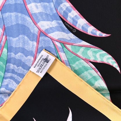 Hermes Silk Index Bromeliaceae Scarf 90 Black Vert Multicolor 3 of 3