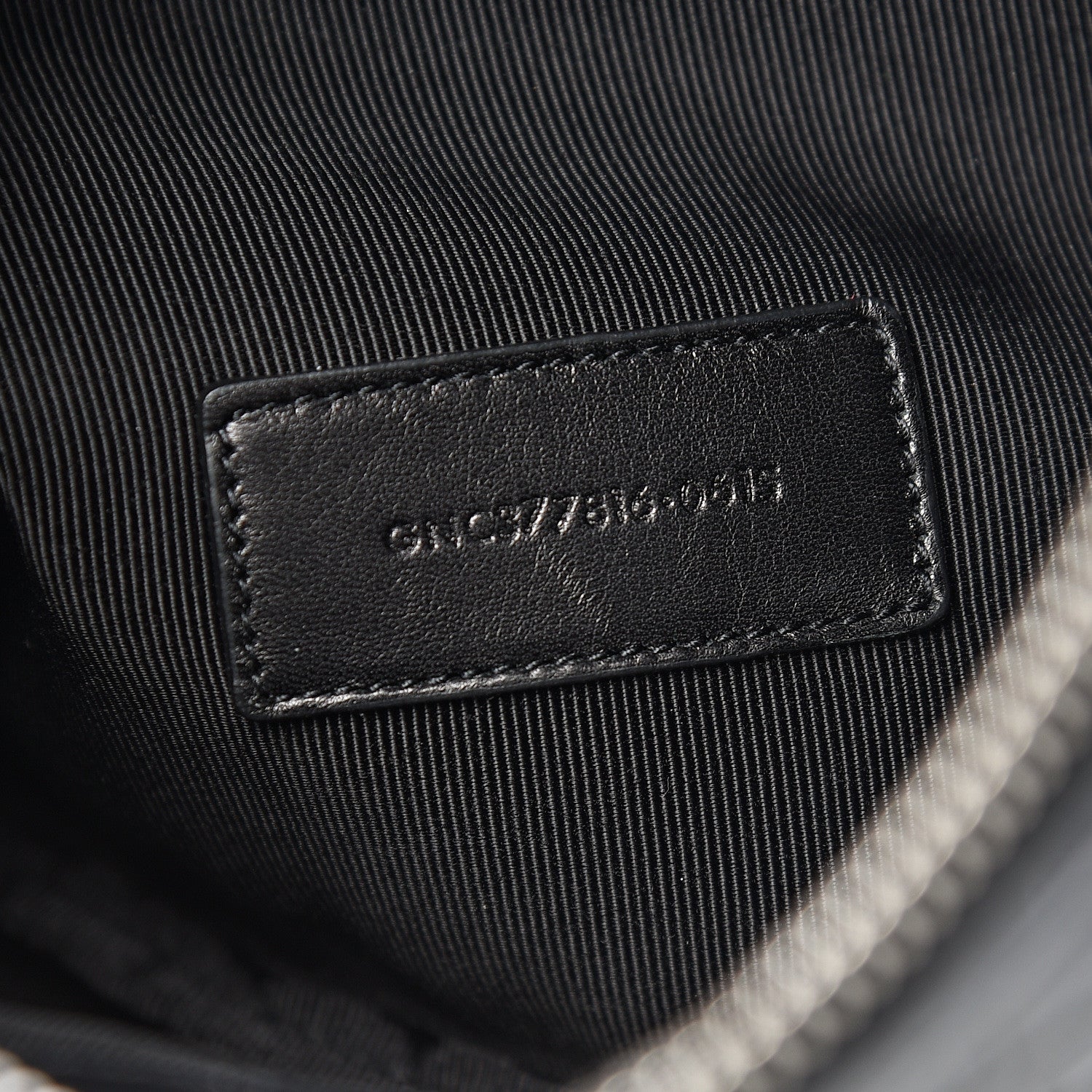 Saint Laurent Calfskin Crocodile Embossed Monogram Zip Pouch Black 8 of 9