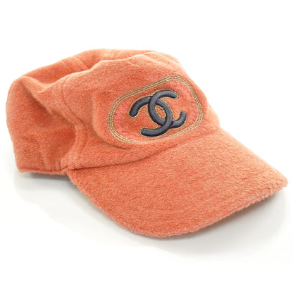 Chanel Terry Cotton Huge CC Logo Hat Cap M Orange 12P 3 of 7