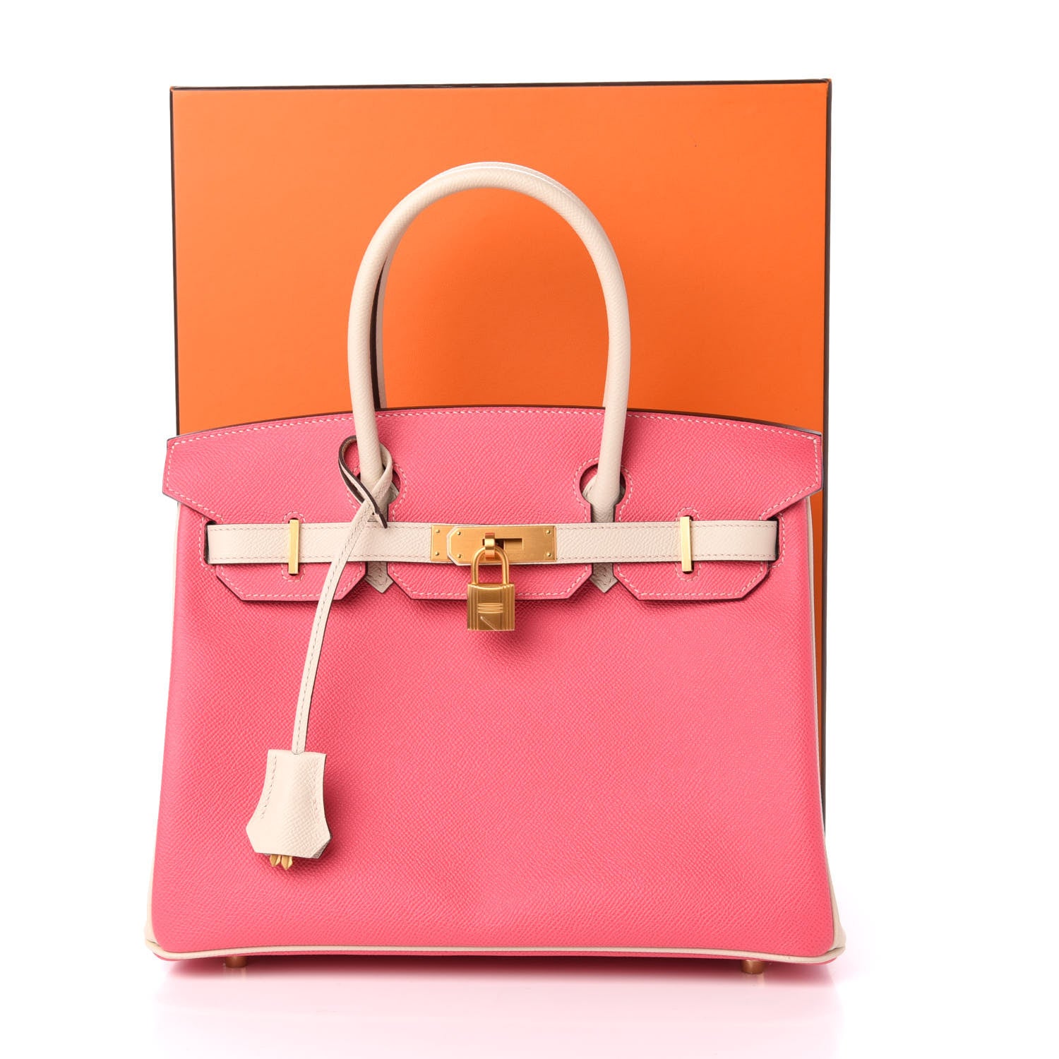 Hermes Epsom Horseshoe Birkin 30 Rose Azalee Craie 11 of 11