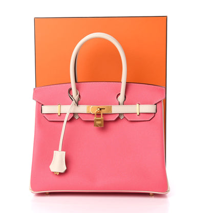 Hermes Epsom Horseshoe Birkin 30 Rose Azalee Craie 11 of 11