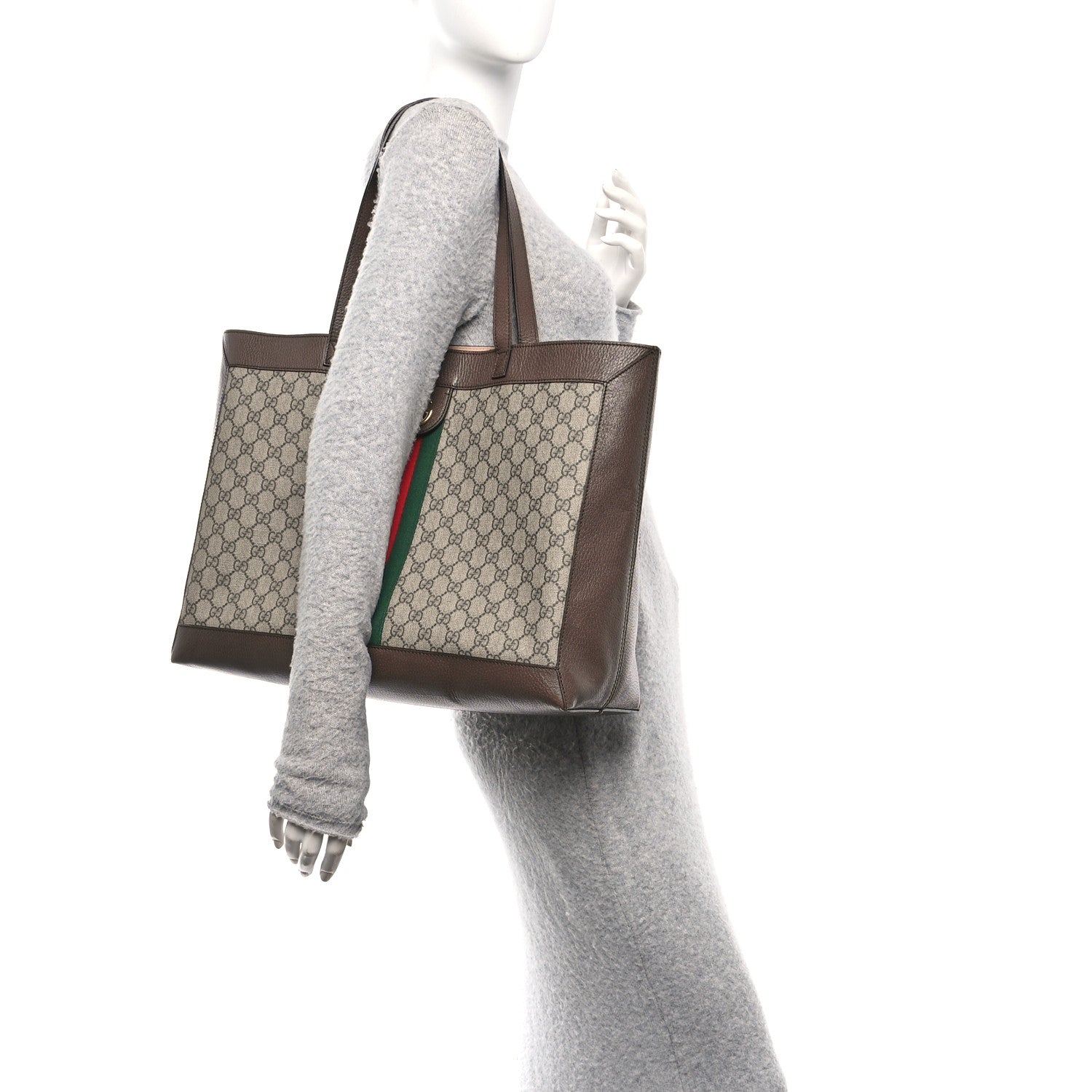 Gucci GG Supreme Monogram Web Ophidia Tote Brown 2 of 11