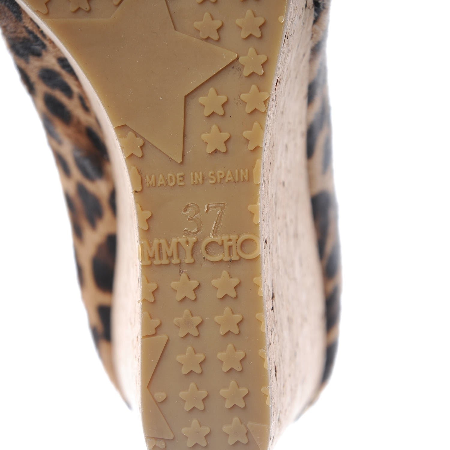 Jimmy Choo Calf Hair Leopard Print Papina 130 Wedge Sandals 37 8 of 9