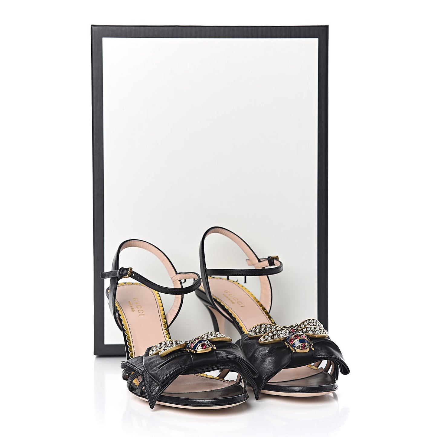 Nappa Queen Margaret Mid Heel Sandals 35.5 Black