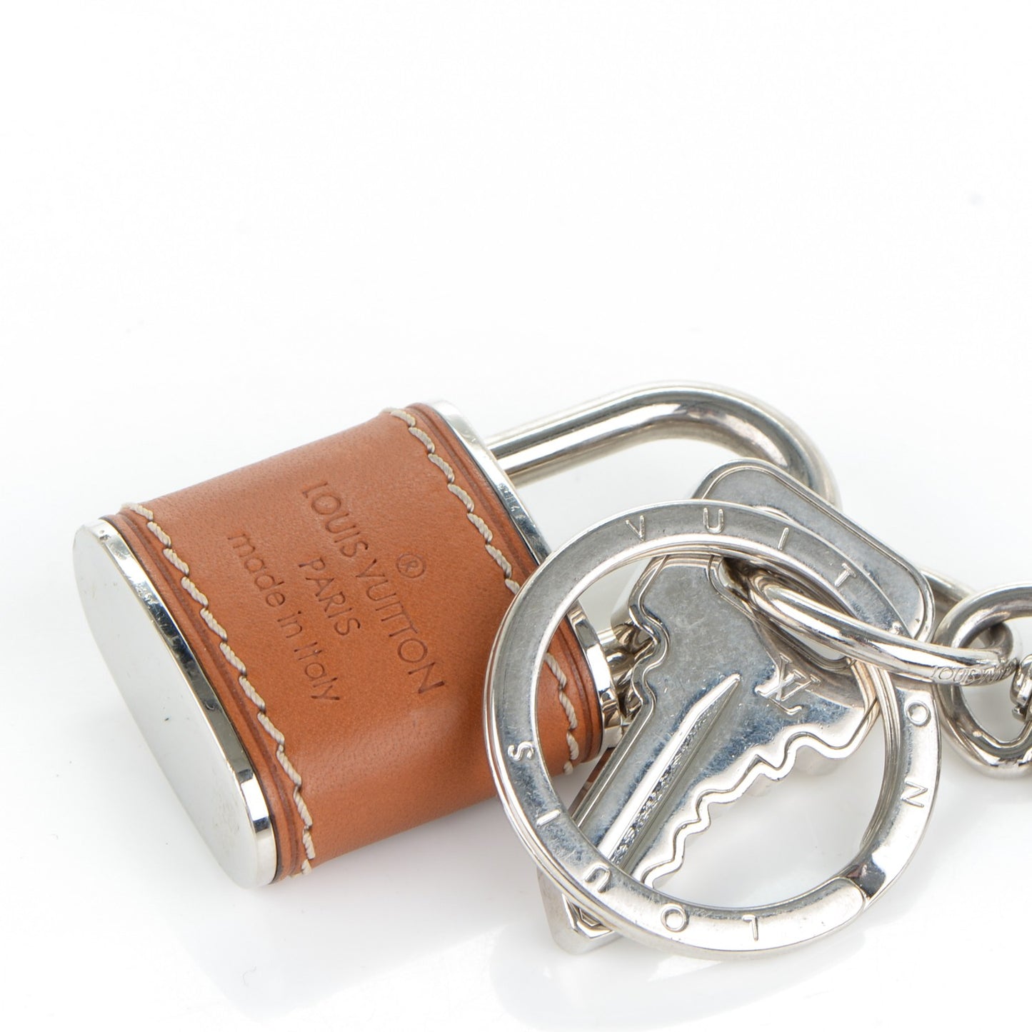 Leather Lock and Key Bag Charm Key Holder