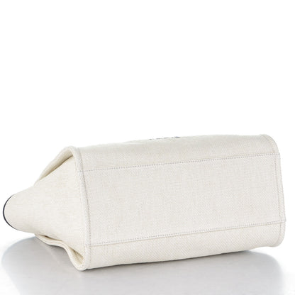 Chanel Canvas Large Deauville Tote White Navy 4 of 7