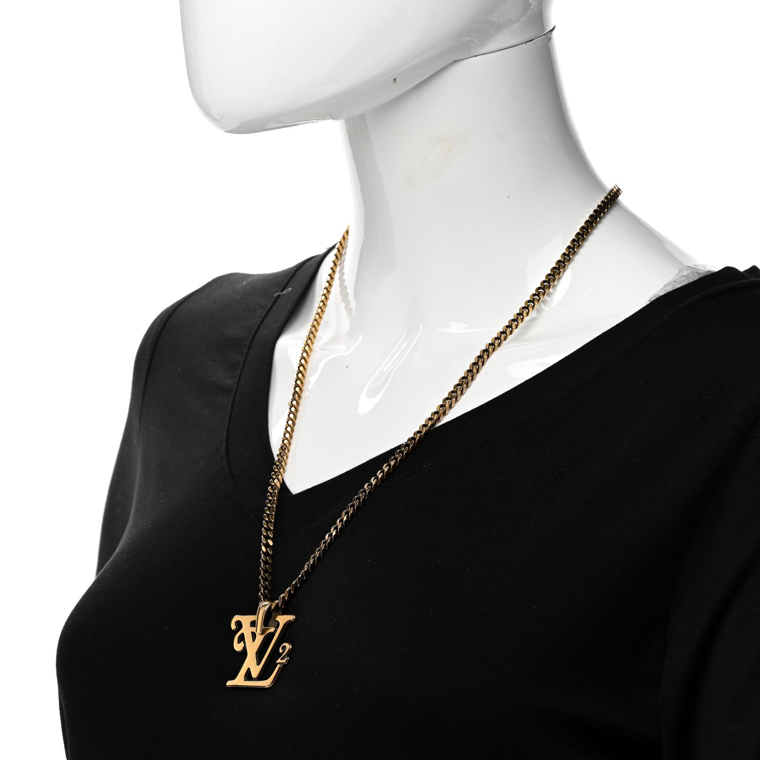 Louis Vuitton X NIGO Metal LV Squared Necklace Gold 2 of 5