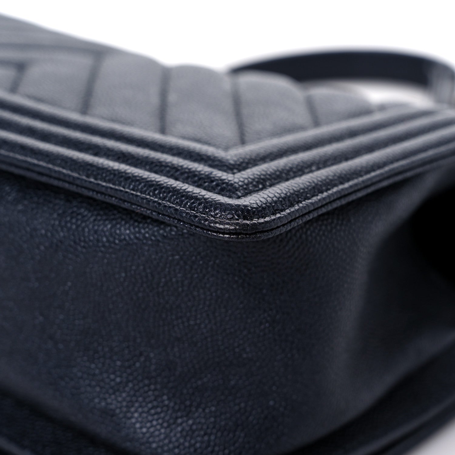 Chanel Caviar Chevron Quilted Medium Boy Flap Navy 11 of 11
