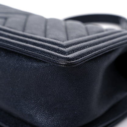 Chanel Caviar Chevron Quilted Medium Boy Flap Navy 11 of 11
