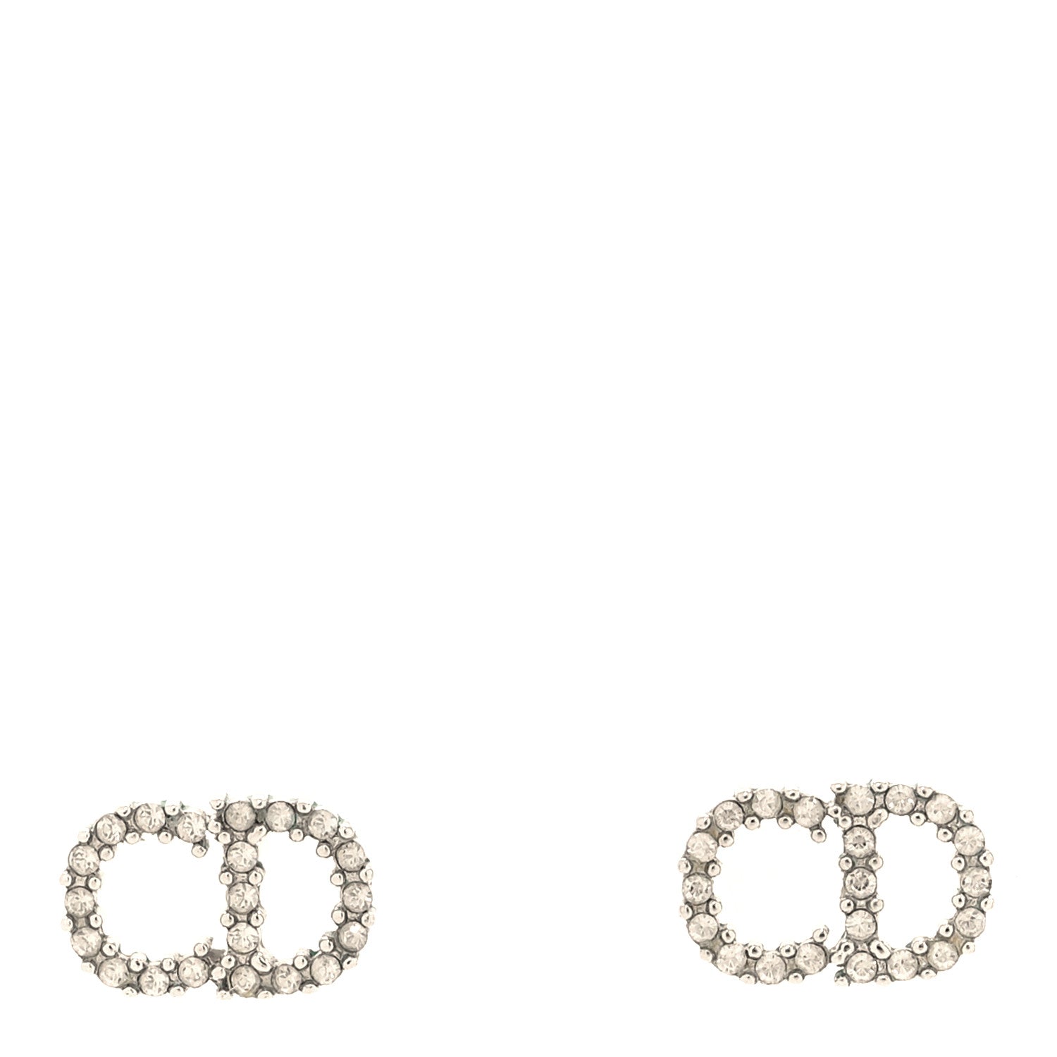 Christian Dior Strass Crystal CD Earrings Silver 1 of 4