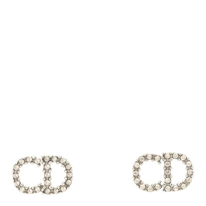 Christian Dior Strass Crystal CD Earrings Silver 1 of 4