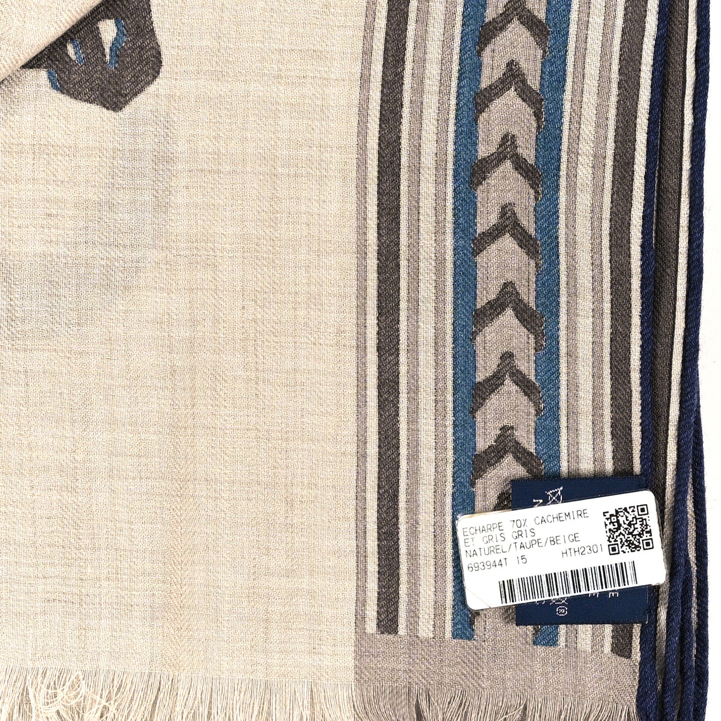 Cashmere Silk Et Gris Gris Rectangle Scarf Naturel Taupe Beige