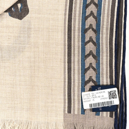 Hermes Cashmere Silk Et Gris Gris Rectangle Scarf Naturel Taupe Beige 3 of 4
