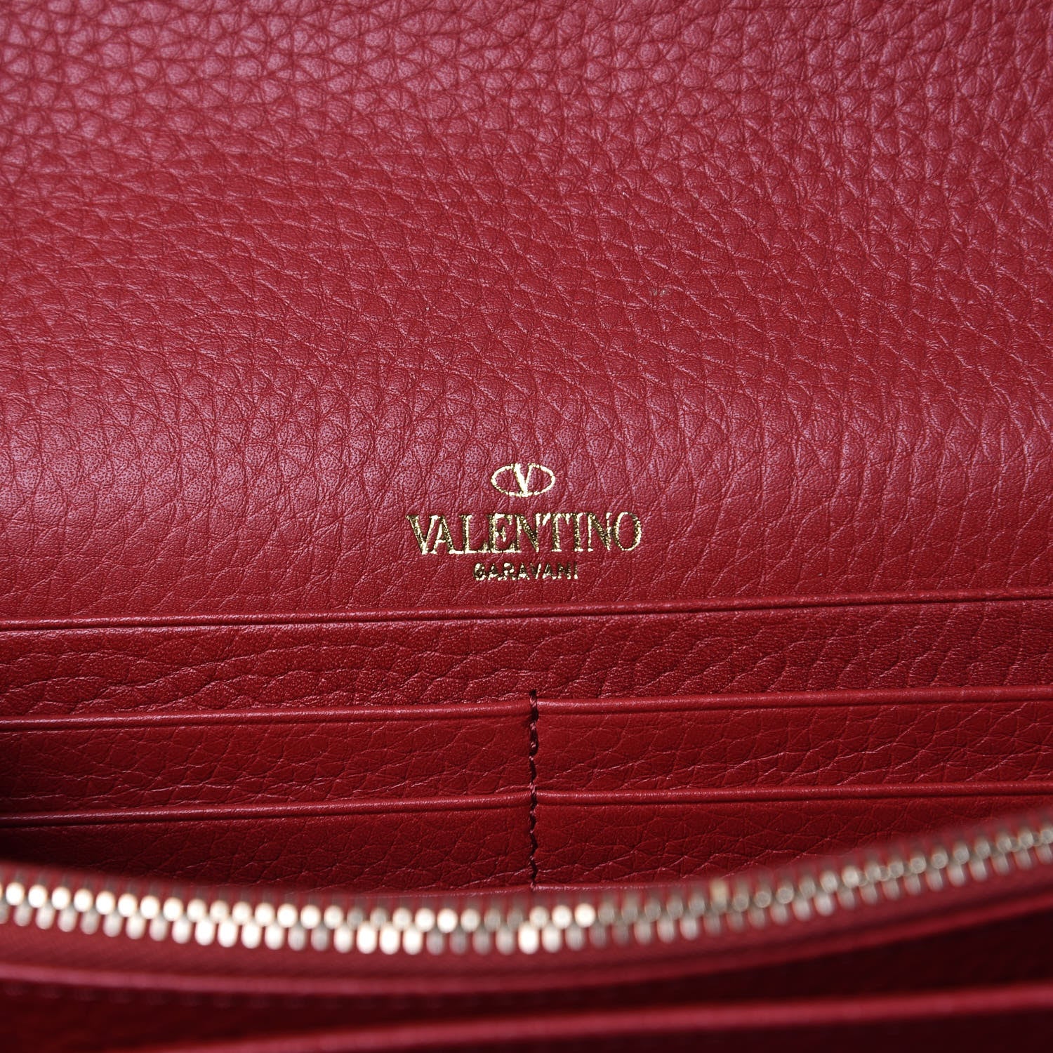Valentino Garavani Pebbled Calfskin Rockstud Envelope Wallet on Chain Rosso Valentino 6 of 10