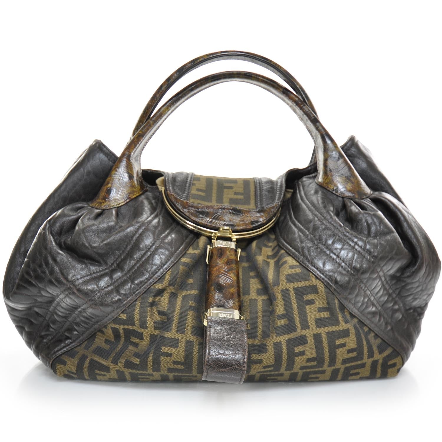Fendi Zucca Nappa Nuvolata Vitello Tortuga Spy Tobacco Moro 1 of 9