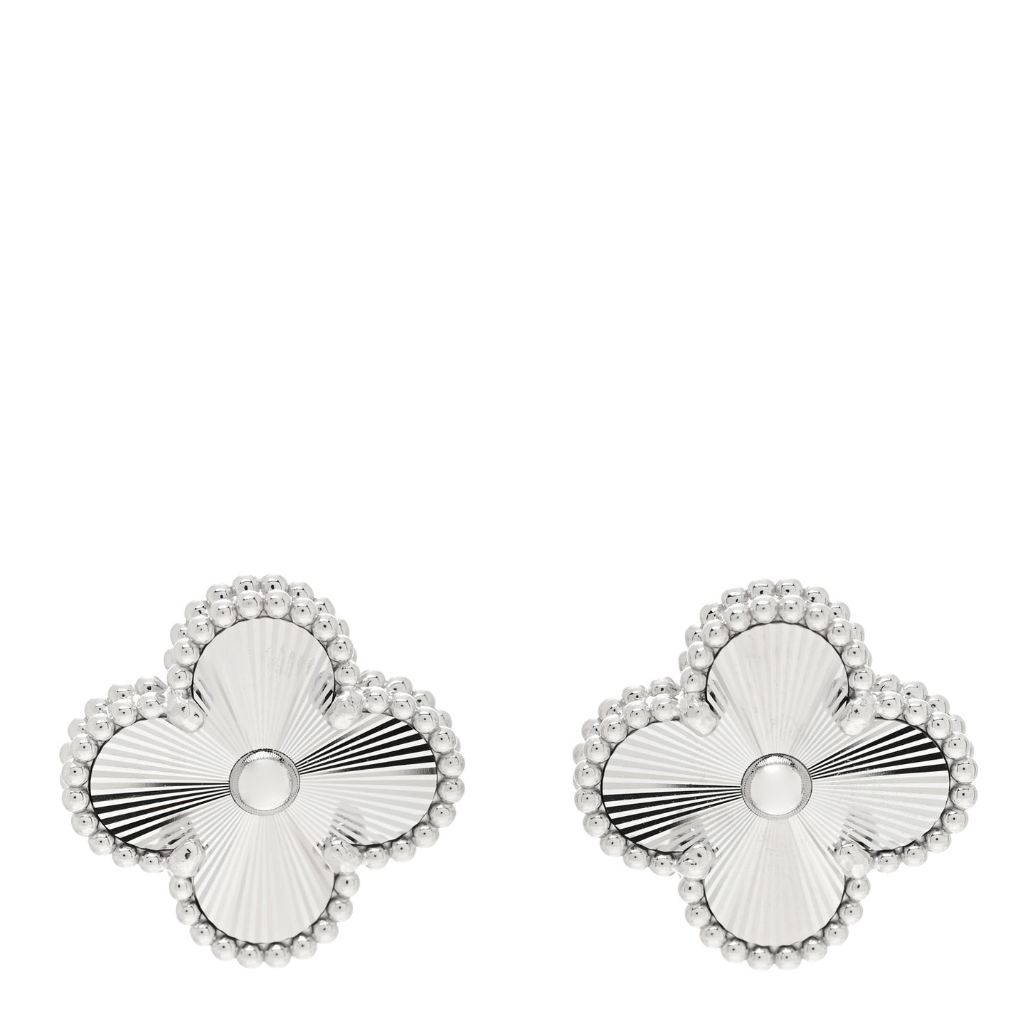 18K White Gold Guilloche Vintage Alhambra Earrings