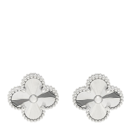 Van Cleef & Arpels 18K White Gold Guilloche Vintage Alhambra Earrings 1 of 5