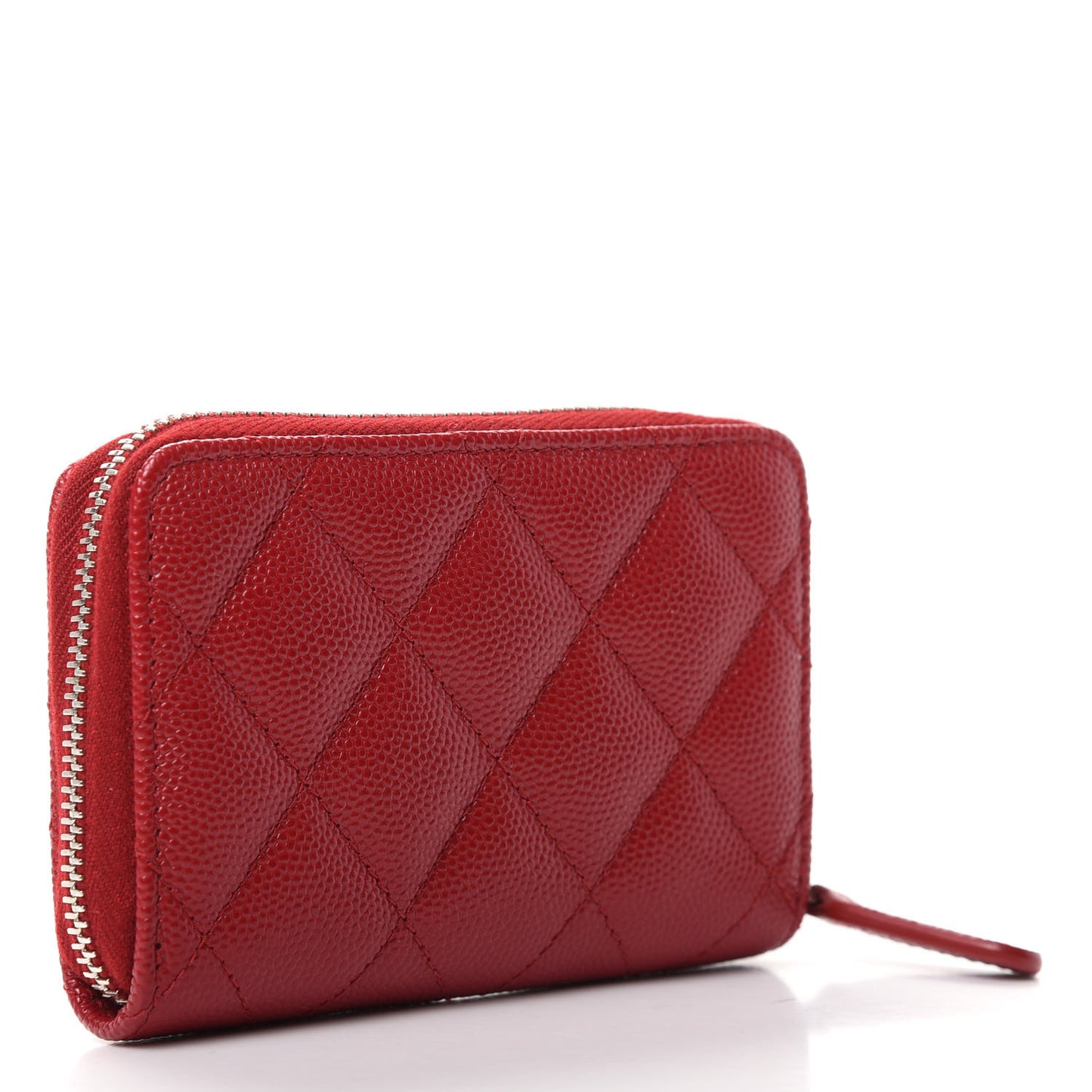 Caviar Quilted Zip Coin Purse Red