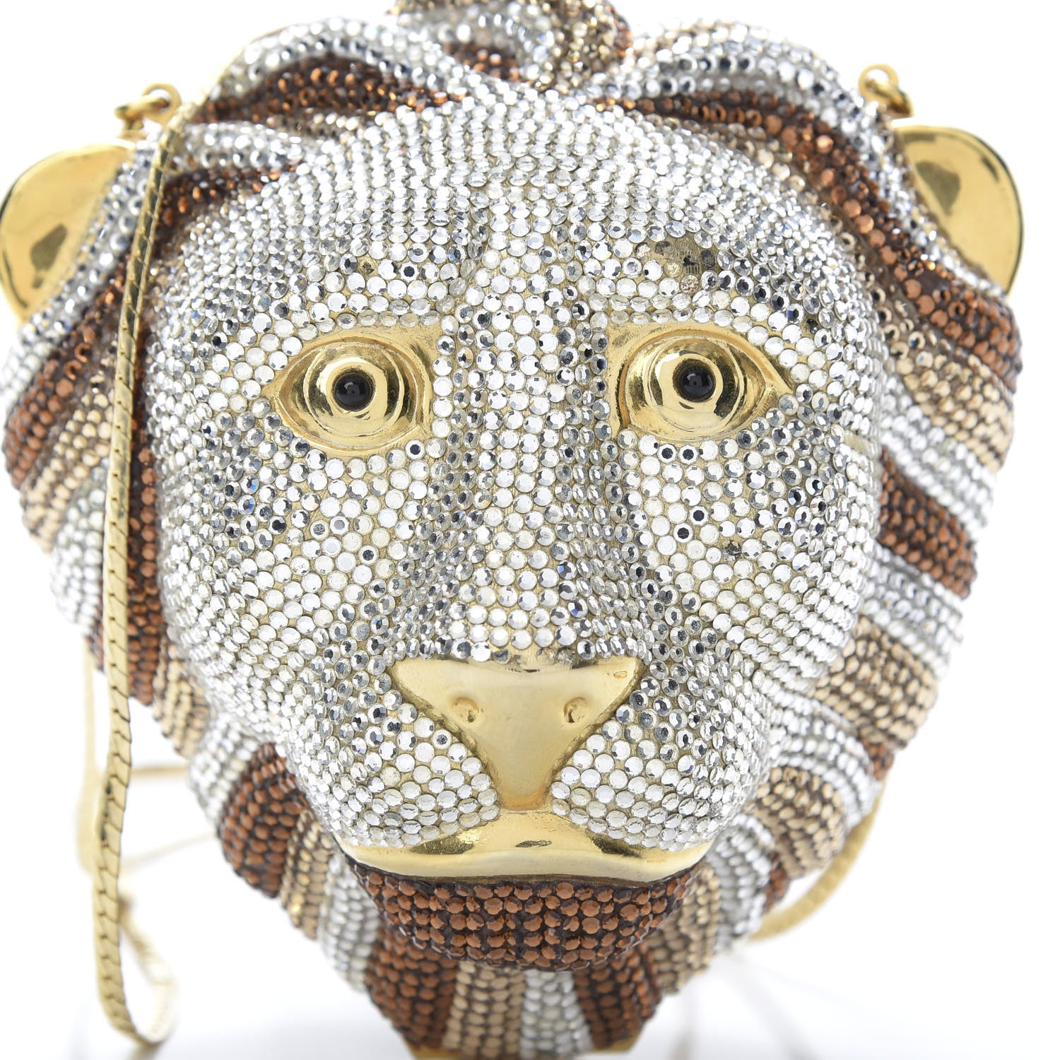 Judith Leiber Swarovski Crystal Lion King Minaudiere Clutch Silver Multicolor 9 of 15