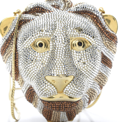 Judith Leiber Swarovski Crystal Lion King Minaudiere Clutch Silver Multicolor 9 of 15