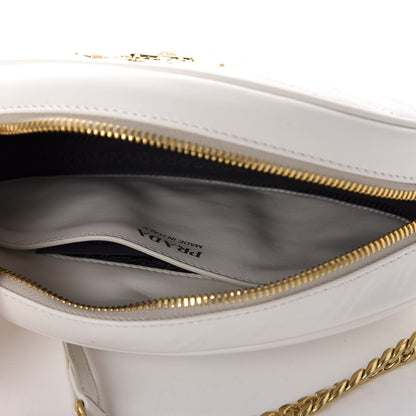 Prada Soft Calfskin Impunture Diagramme Chain Crossbody White 5 of 9
