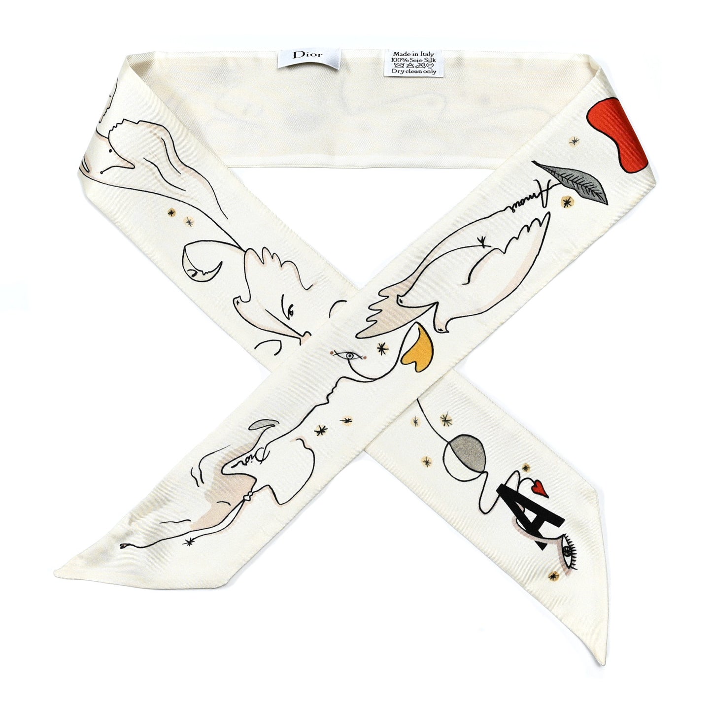 Silk ABCDior Mitzah "A" Scarf Off White Off White