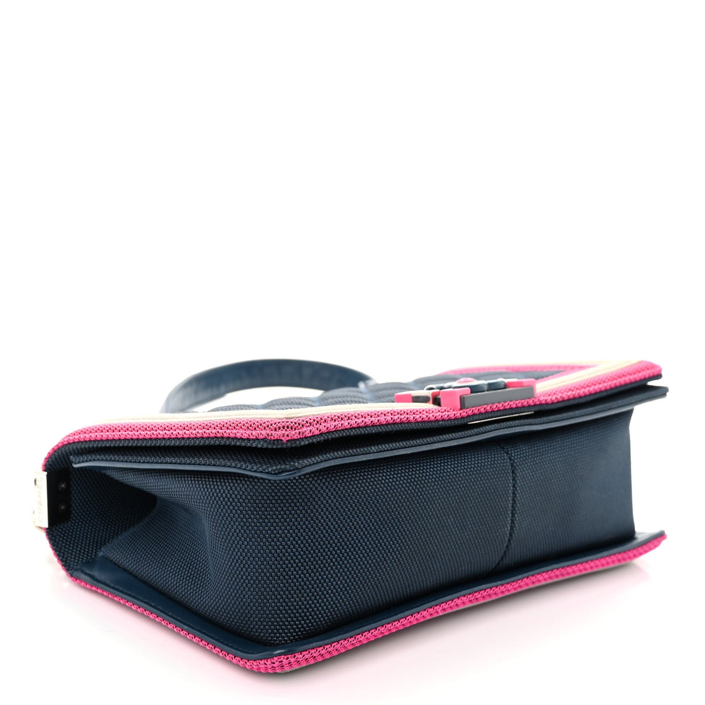 Canvas Quilted Medium Fluo Boy Flap Dark Navy Fuchsia Grey