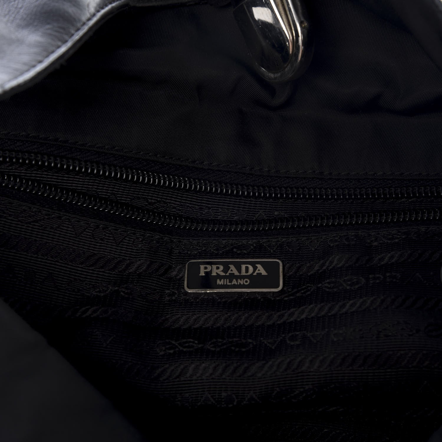 Prada Tessuto Nylon Vitello Foldover Pushlock Satchel Black 5 of 9