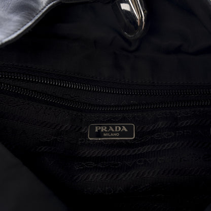 Prada Tessuto Nylon Vitello Foldover Pushlock Satchel Black 5 of 9
